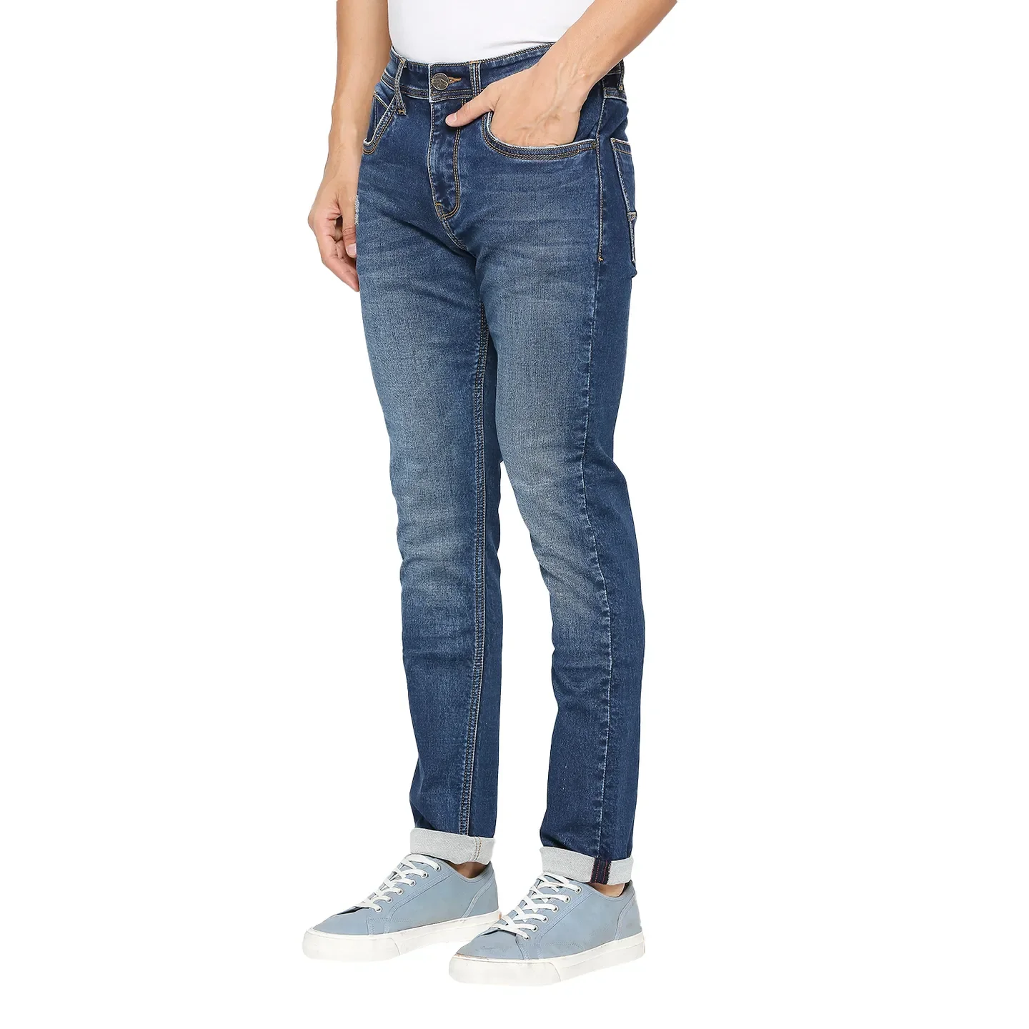 Blue Slim Straight Fit Men's Denims by Being Human Clothing - Image 2