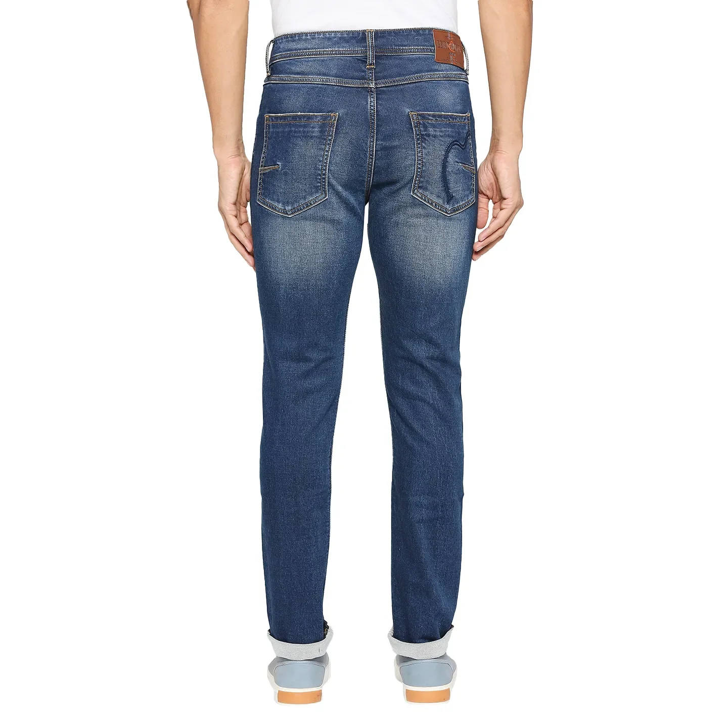 Blue Slim Straight Fit Men's Denims by Being Human Clothing - Image 4