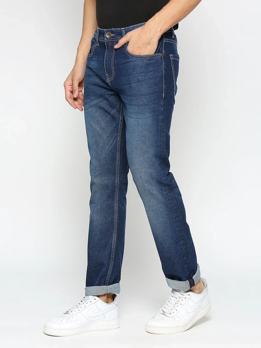 Blue Slim Straight Fit Men's Denims by Being Human Clothing - Image 2