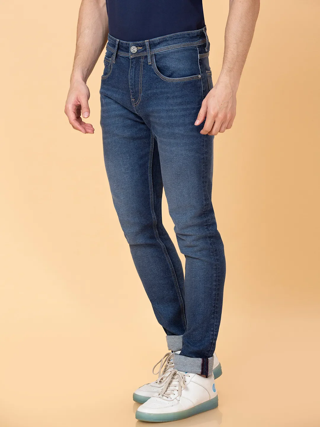 Blue Slim Fit Men's Denims by Being Human Clothing - Image 4
