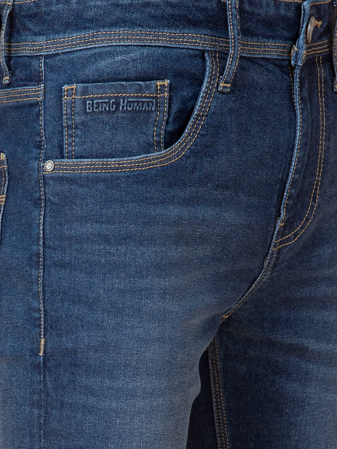 Blue Slim Fit Men's Denims by Being Human Clothing - Image 5