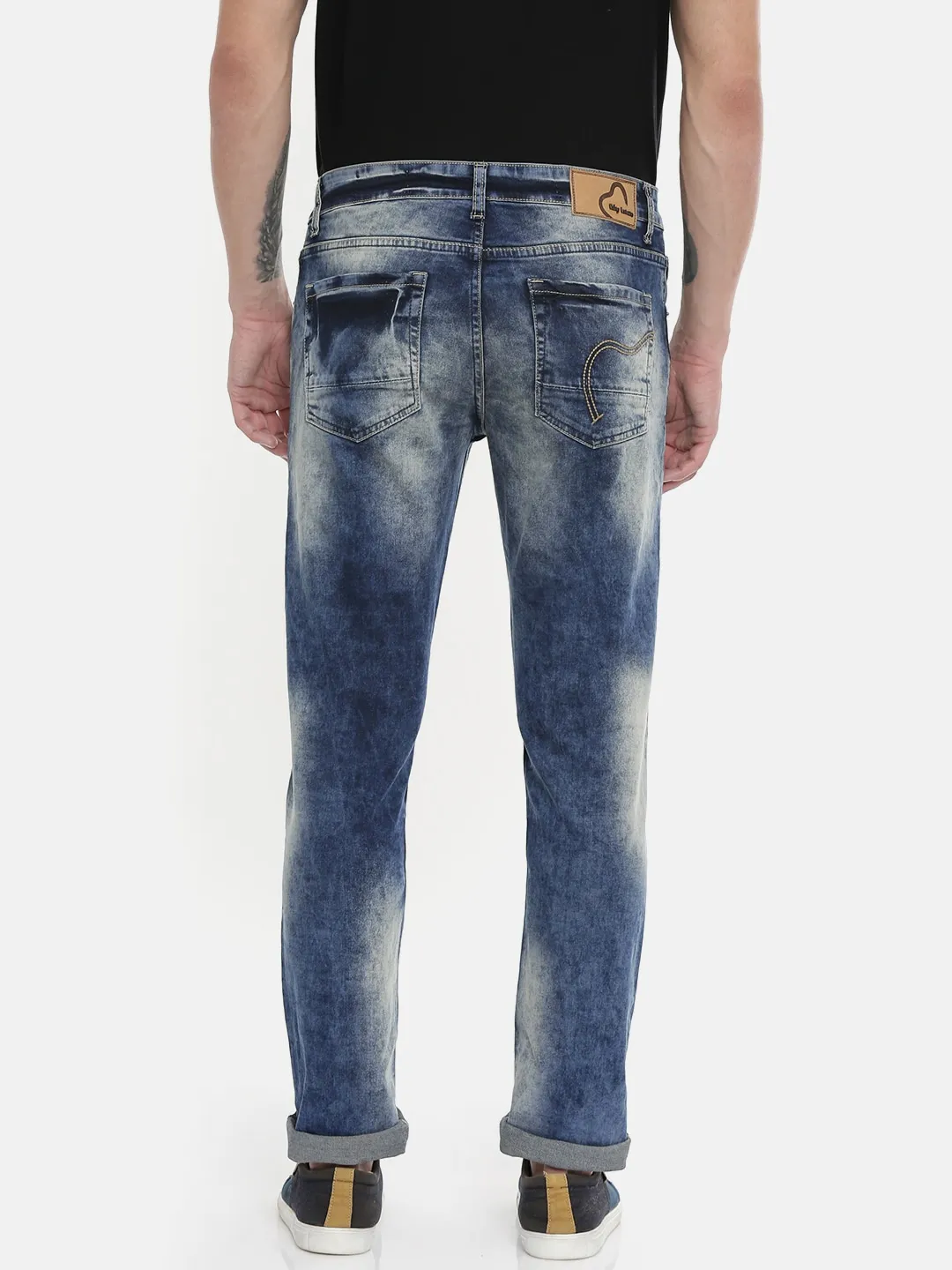Blue Slim Straight Fit Men's Denims by Being Human Clothing - Image 3
