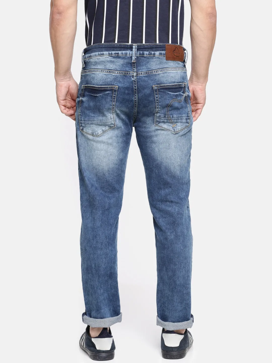 Blue Slim Straight Fit Men's Denims by Being Human Clothing - Image 3