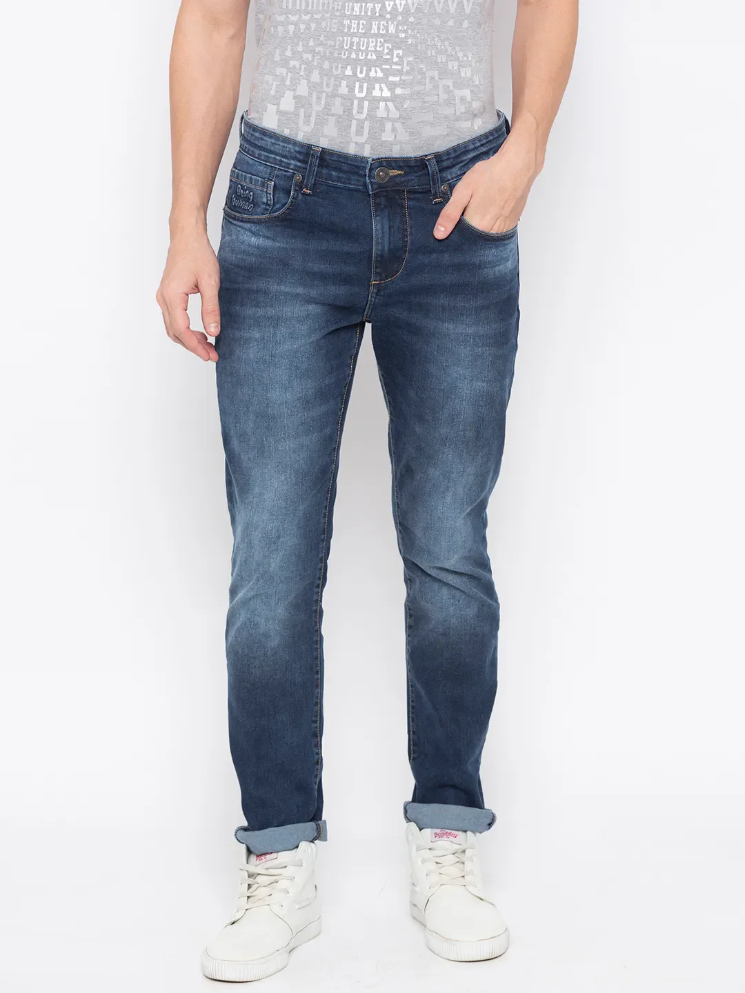 Blue Slim Straight Fit Men's Denims by Being Human Clothing