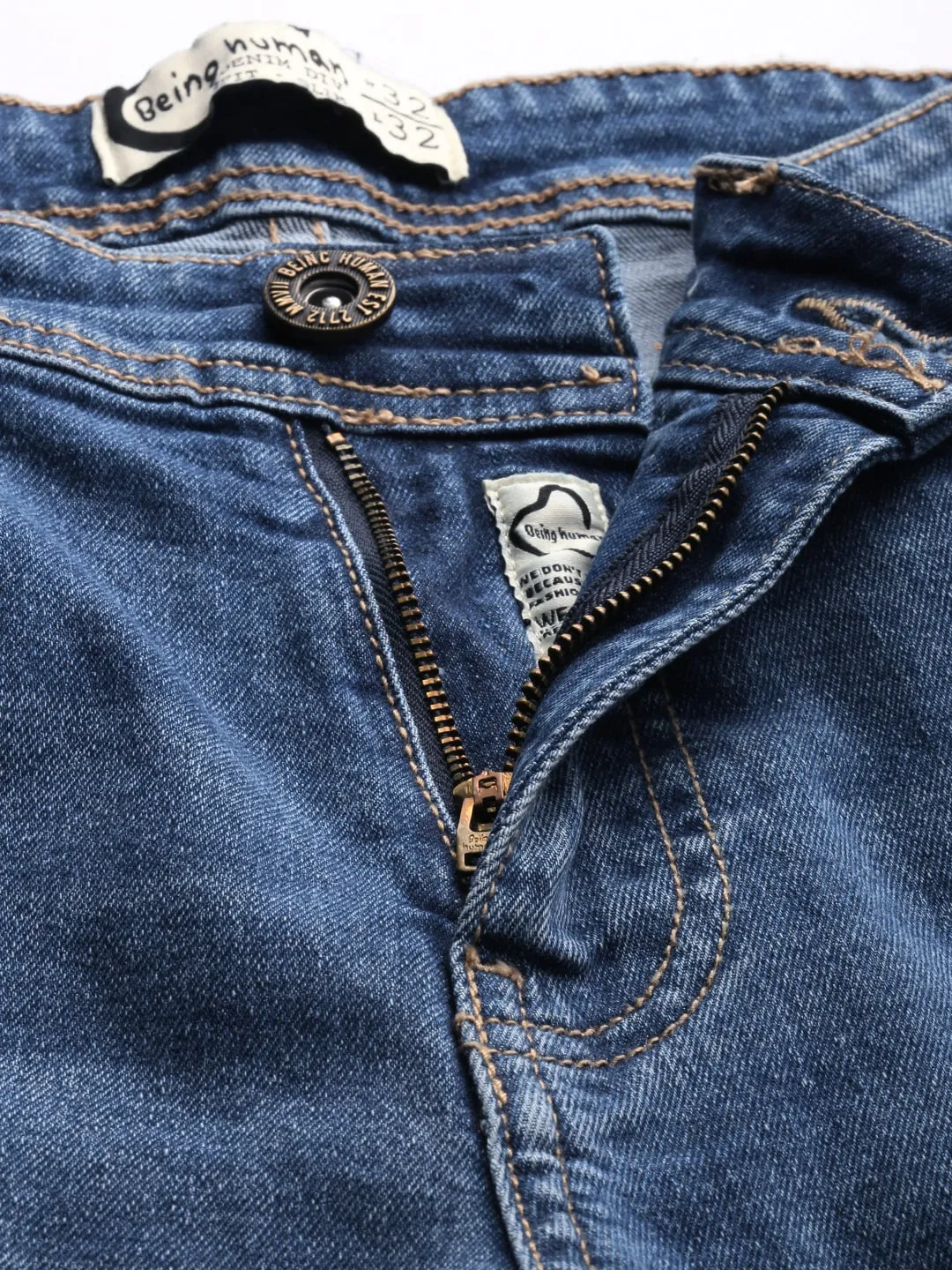 Blue Slim Straight Fit Men's Denims by Being Human Clothing - Image 2