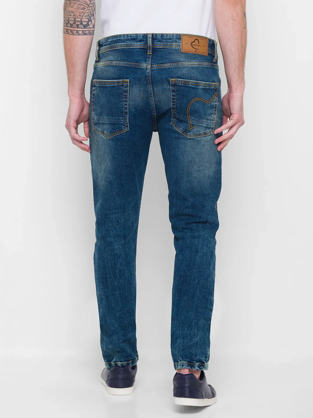 Blue Slim Straight Fit Men's Denims by Being Human Clothing - Image 2
