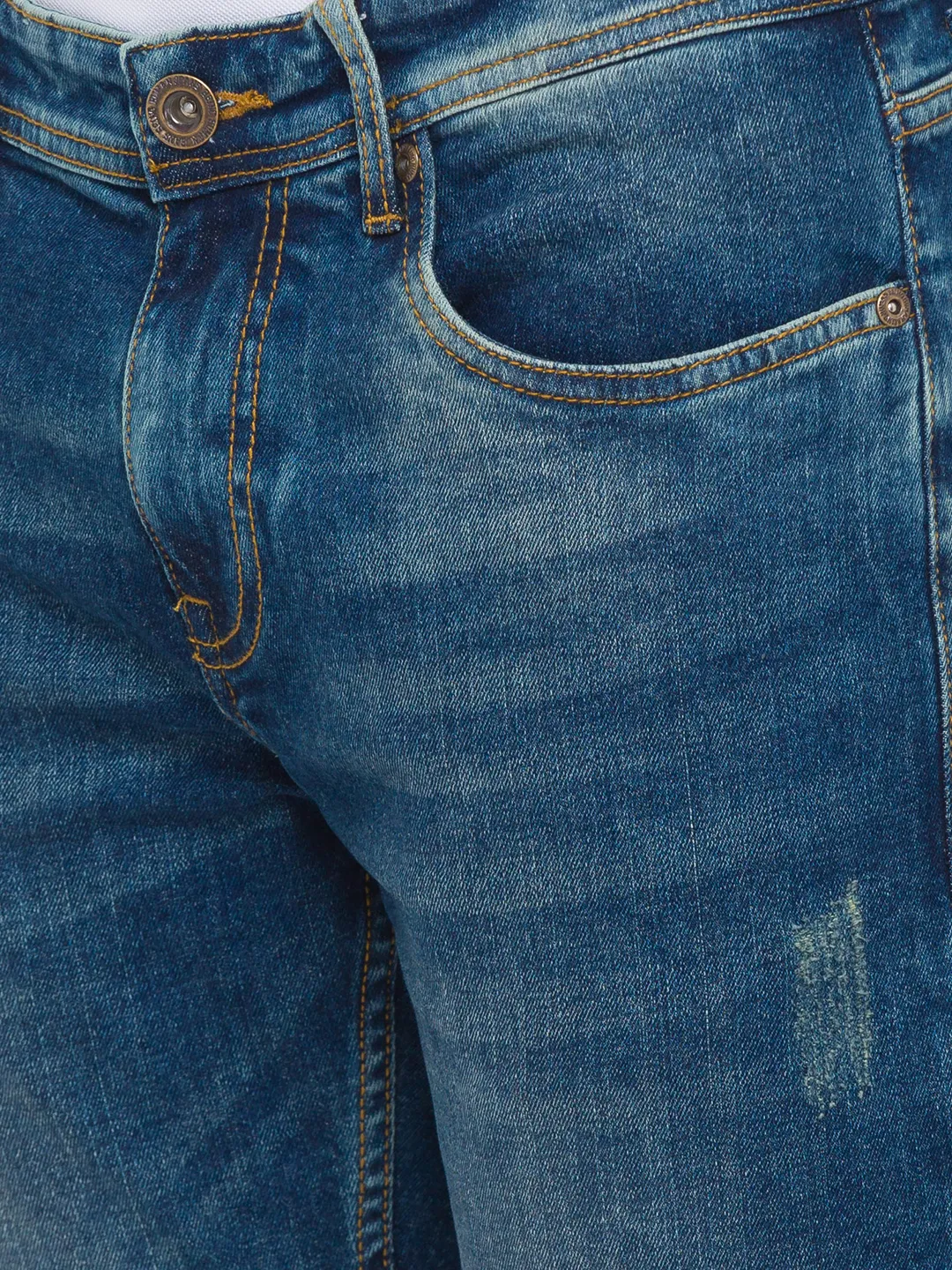 Blue Slim Straight Fit Men's Denims by Being Human Clothing - Image 4