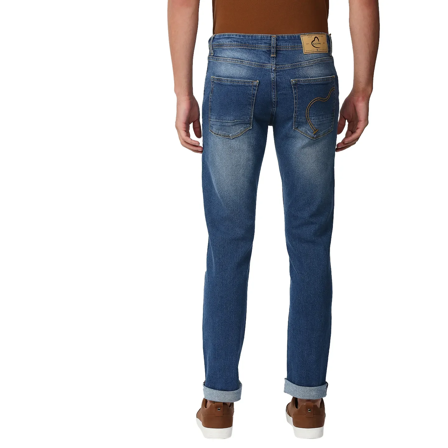 Blue Slim Straight Fit Men's Denims by Being Human Clothing - Image 4