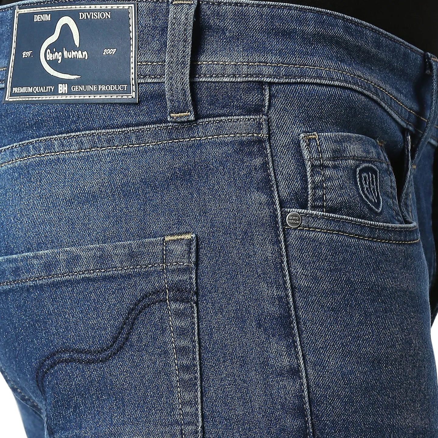 Blue Slim Straight Fit Men's Denims by Being Human Clothing - Image 4
