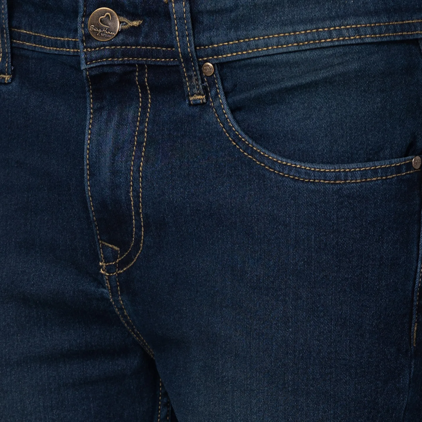 Blue Slim Straight Fit Men's Denims by Being Human Clothing - Image 4