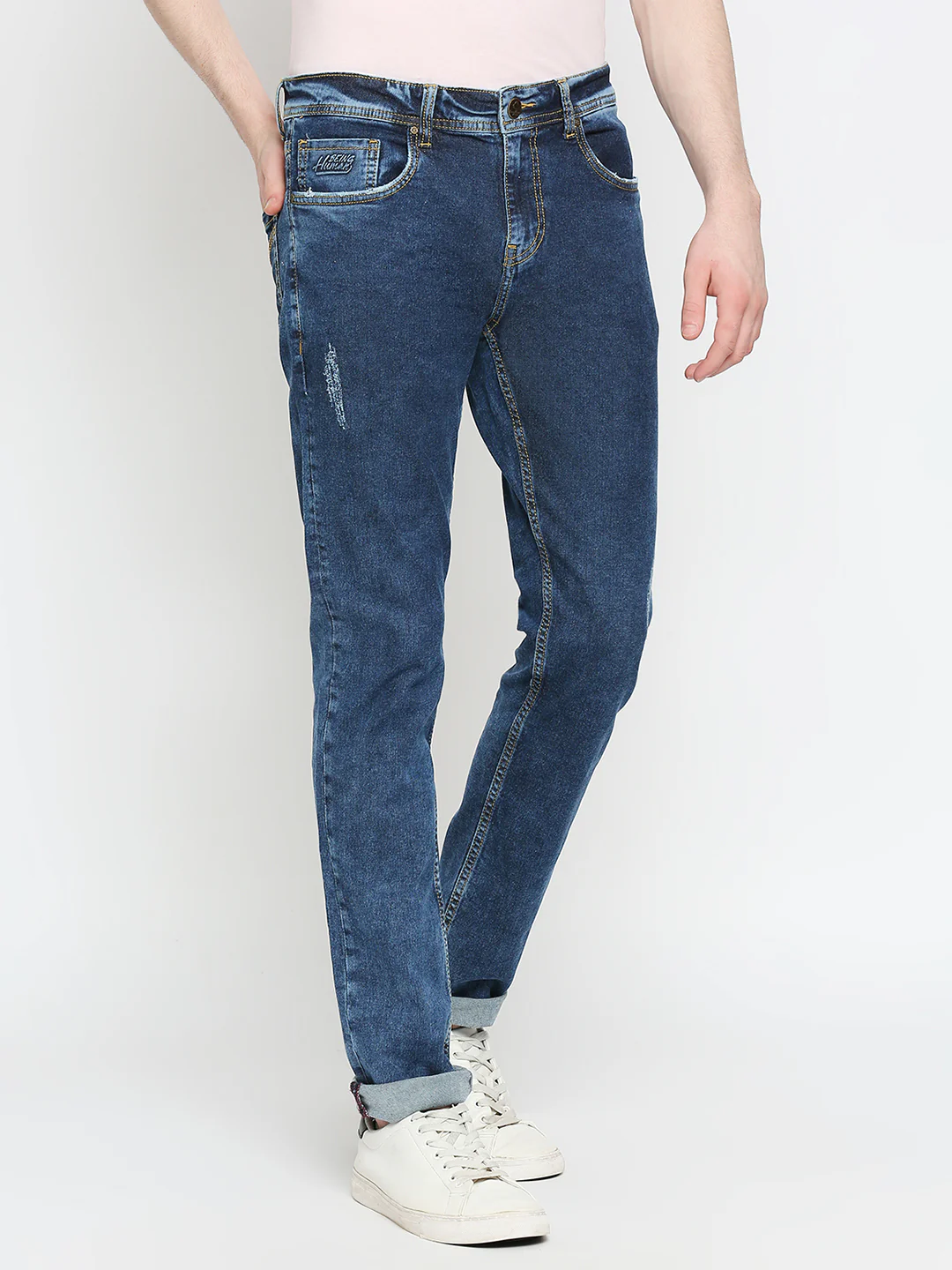 Blue Slim Fit Denims For Men By Being Human Clothing - Image 3