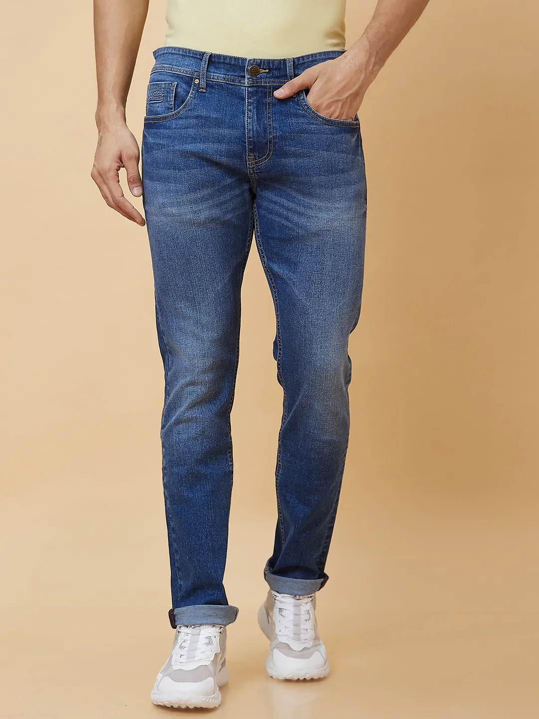 Blue Slim Straight Fit Men's Denims by Being Human Clothing