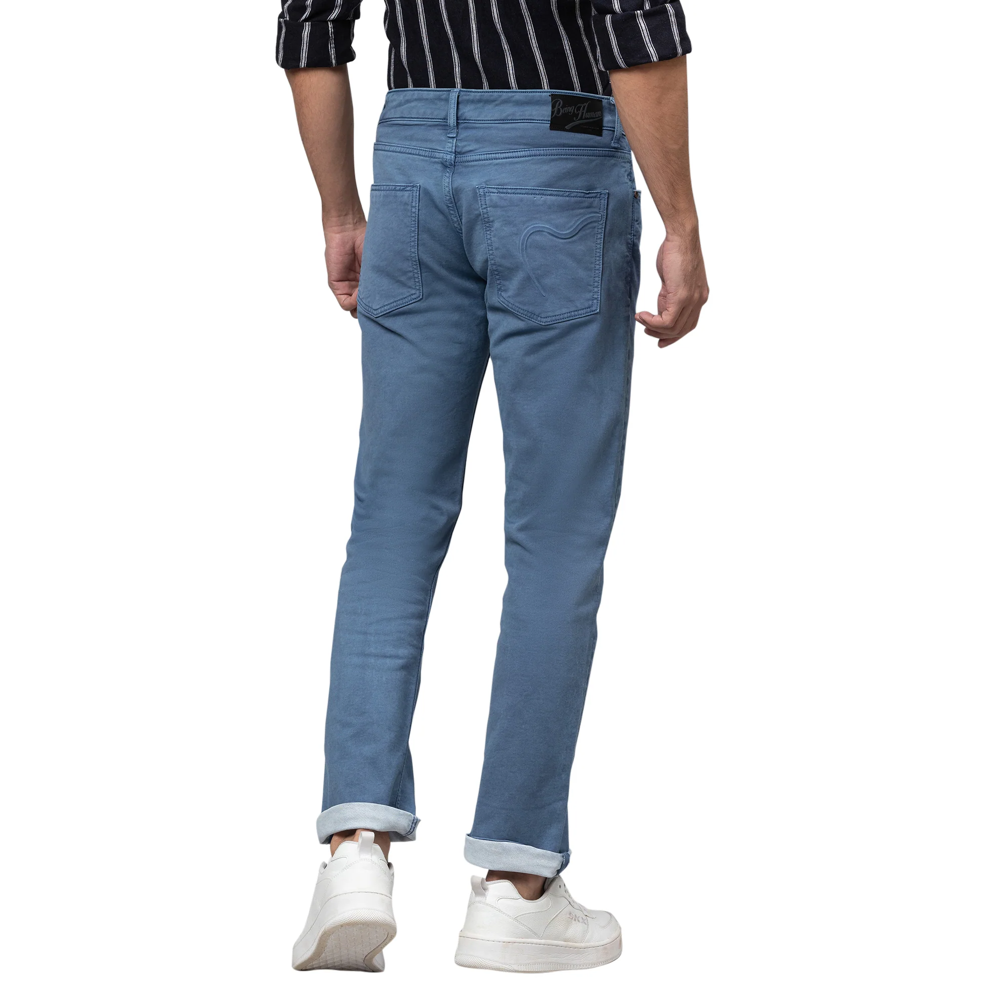 Blue Slim Straight Fit Men's Denims by Being Human Clothing - Image 3