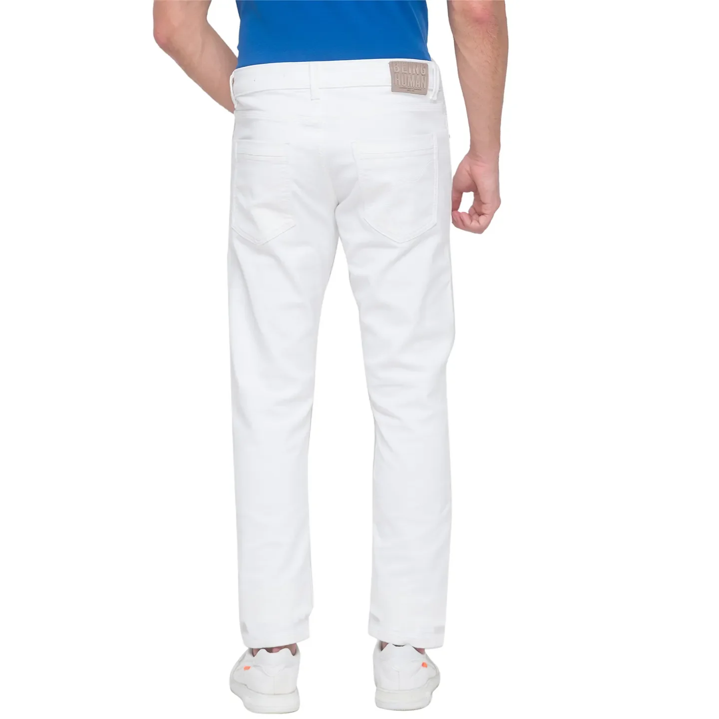 White Slim Straight Fit Men's Denims by Being Human Clothing