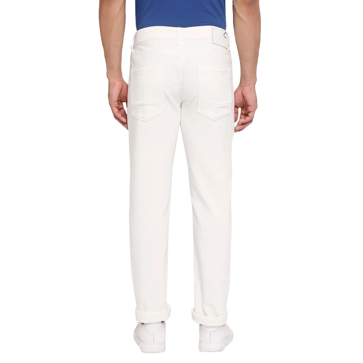 White Slim Straight Fit Men's Denims by Being Human Clothing - Image 4