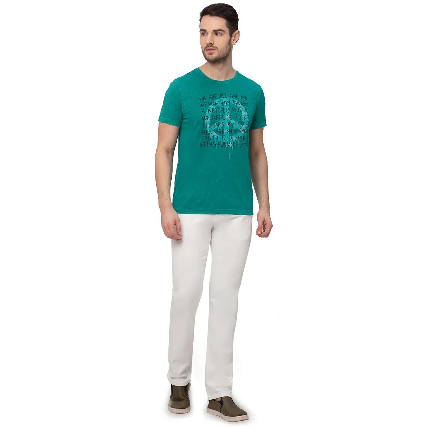 White Slim Straight Fit Men's Denims by Being Human Clothing - Image 4