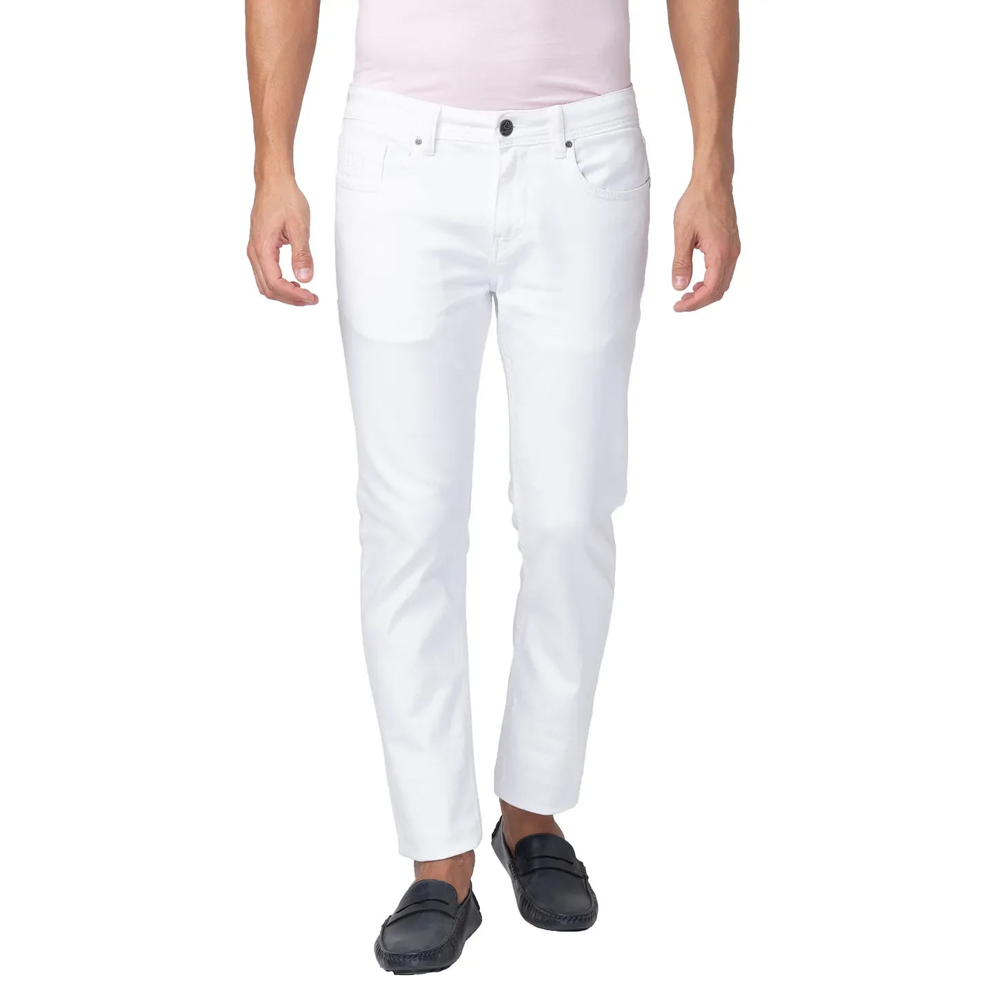 White Slim Straight Fit Men's Denims by Being Human Clothing