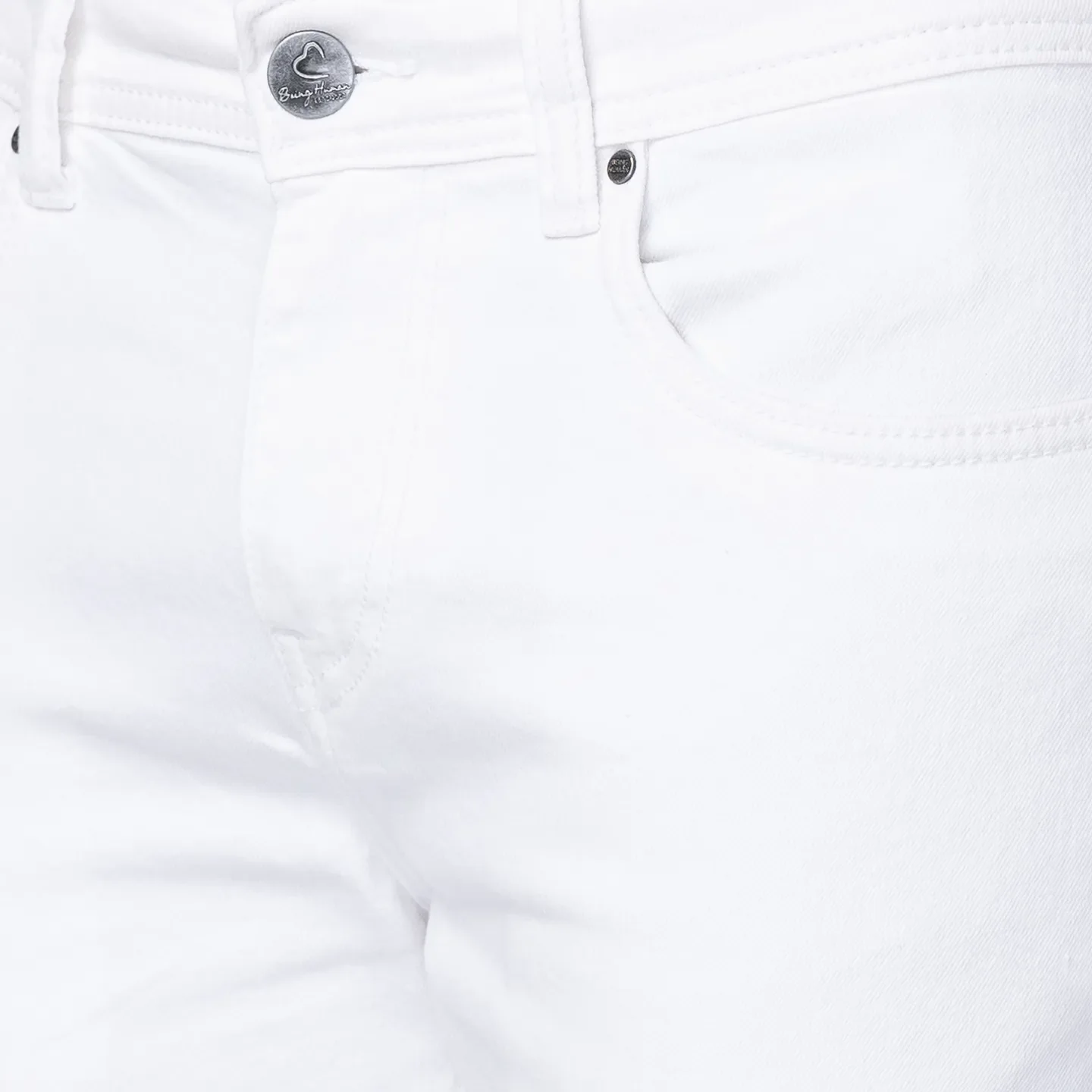 White Slim Straight Fit Men's Denims by Being Human Clothing - Image 5