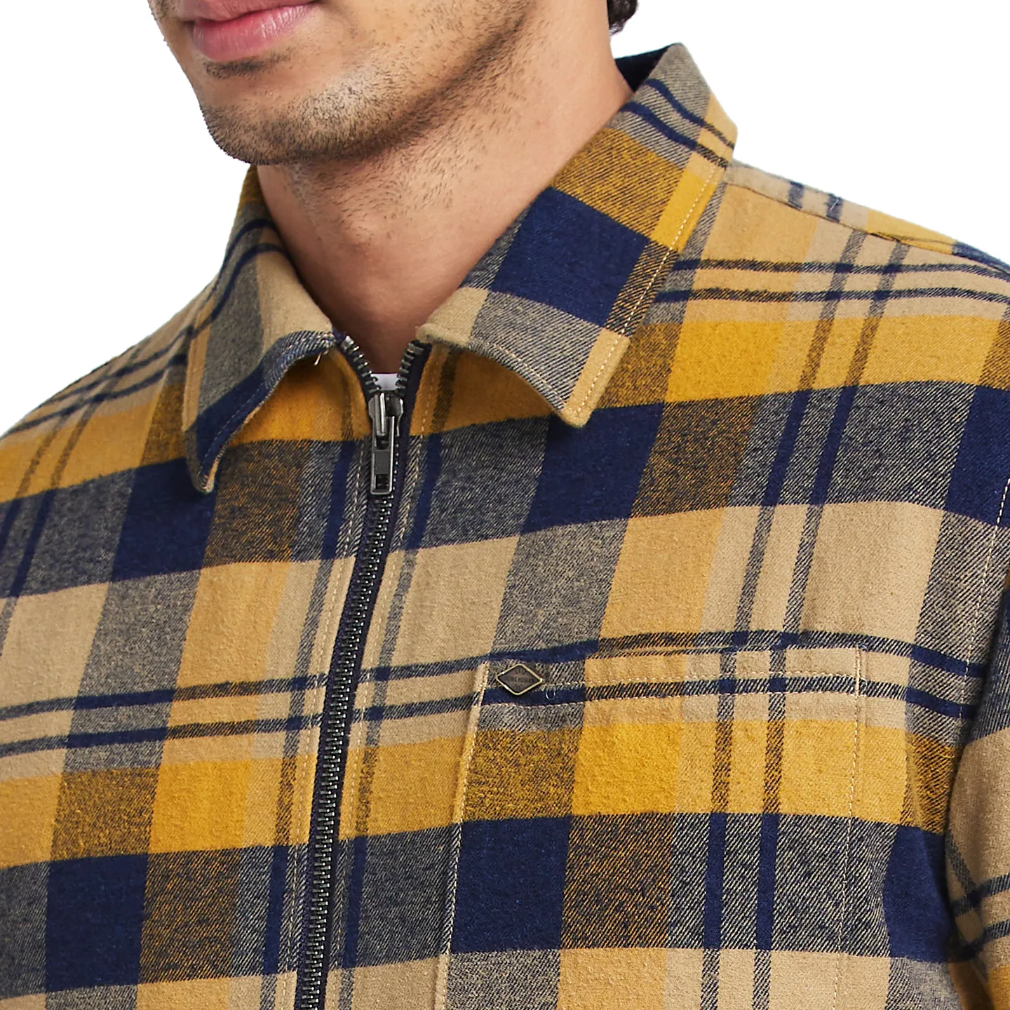 Blue Slim Straight Fit Regular Collar Long Sleeves Men's Jacket by Being Human Clothing - Image 4