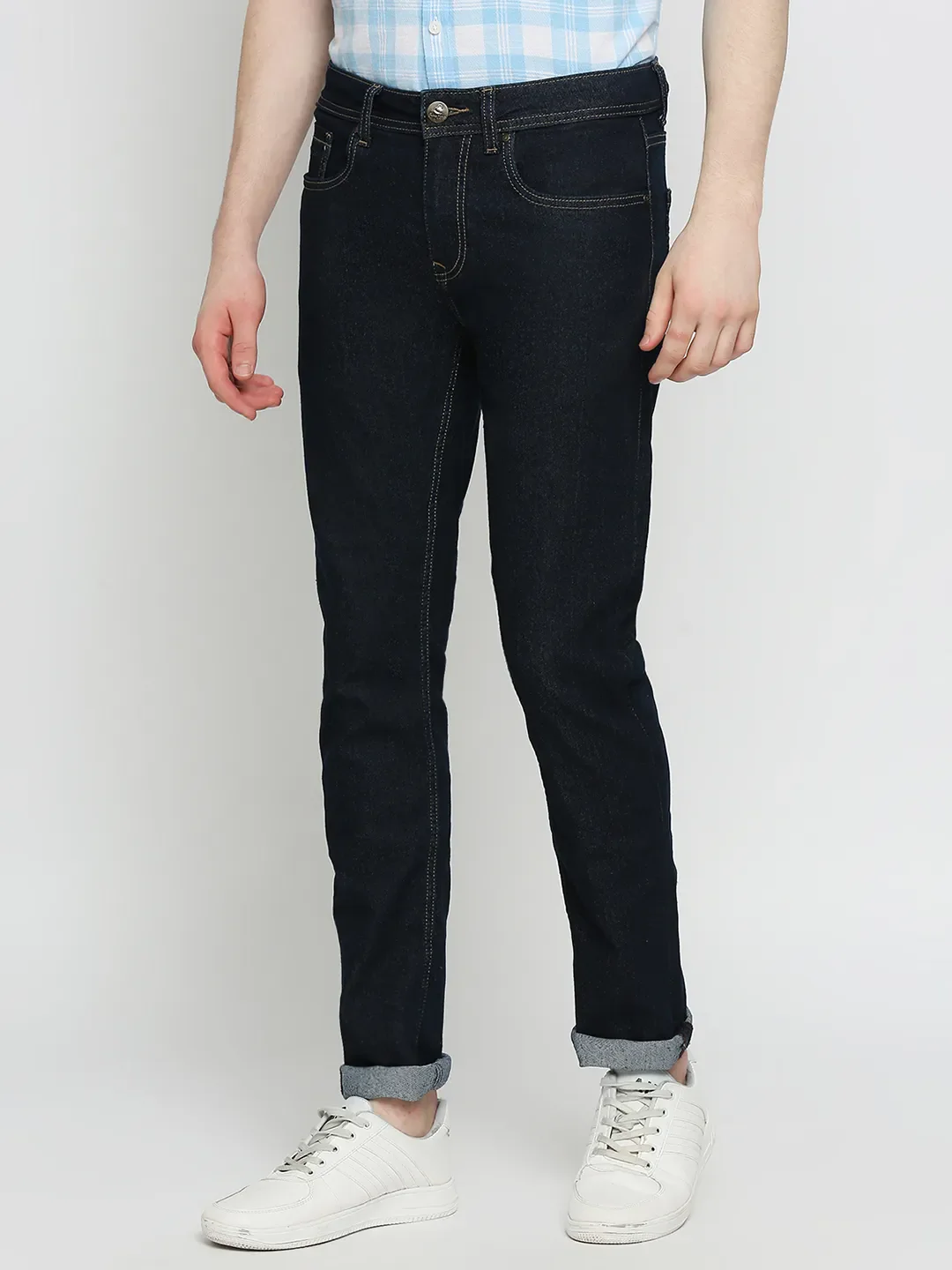 Blue Slim Straight Fit Men's Denims by Being Human Clothing - Image 2