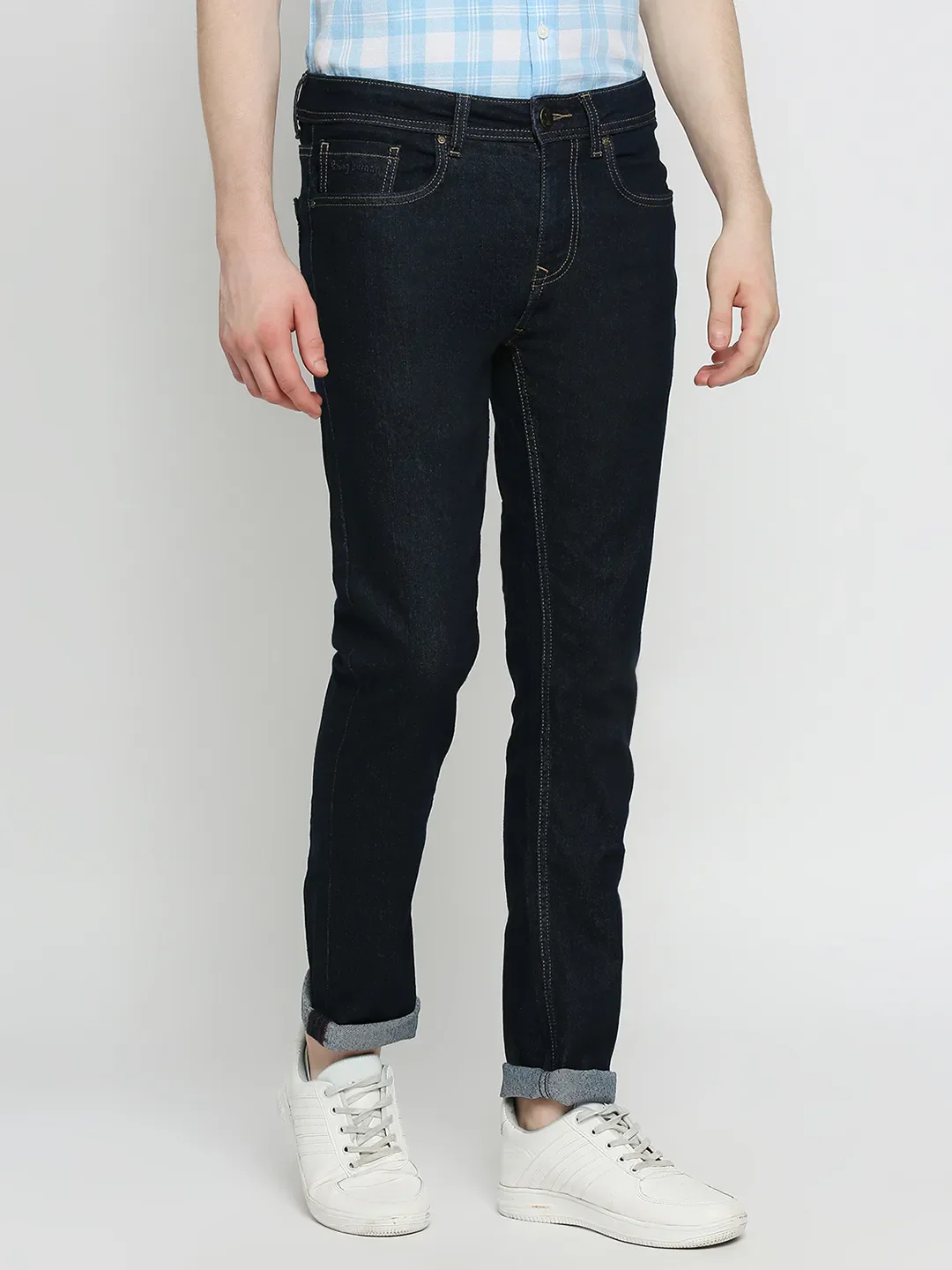 Blue Slim Straight Fit Men's Denims by Being Human Clothing - Image 3