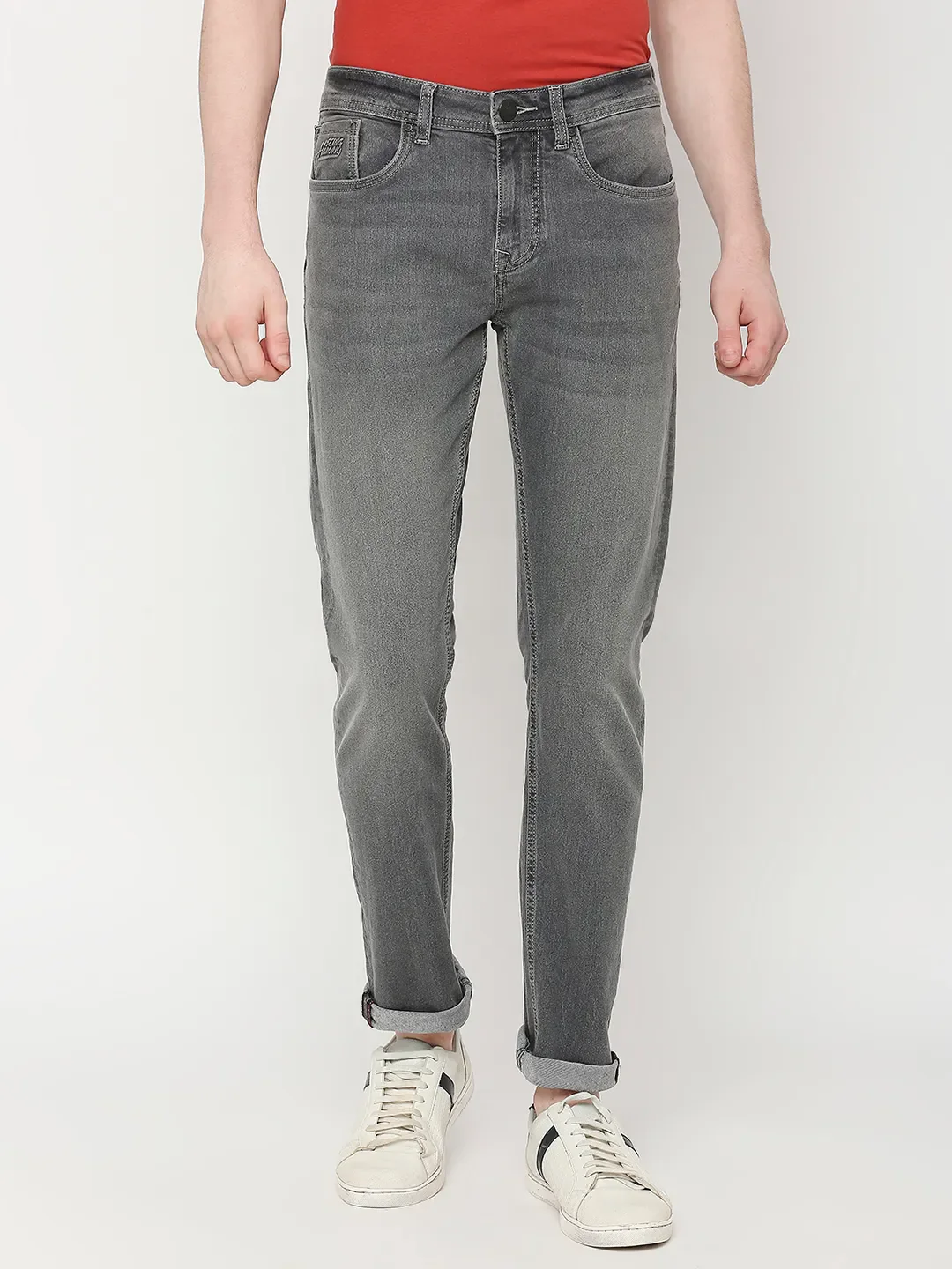 Grey Slim Straight Fit Men's Denims by Being Human Clothing