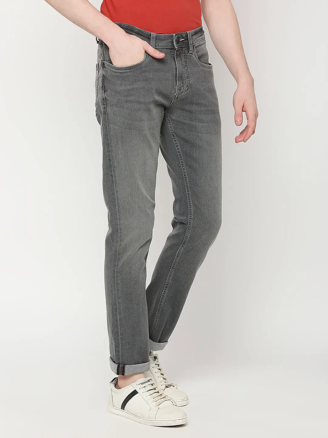 Grey Slim Straight Fit Men's Denims by Being Human Clothing - Image 3