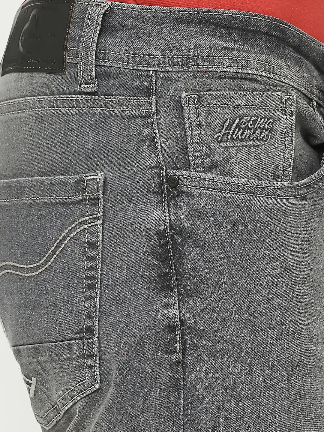 Grey Slim Straight Fit Men's Denims by Being Human Clothing - Image 5