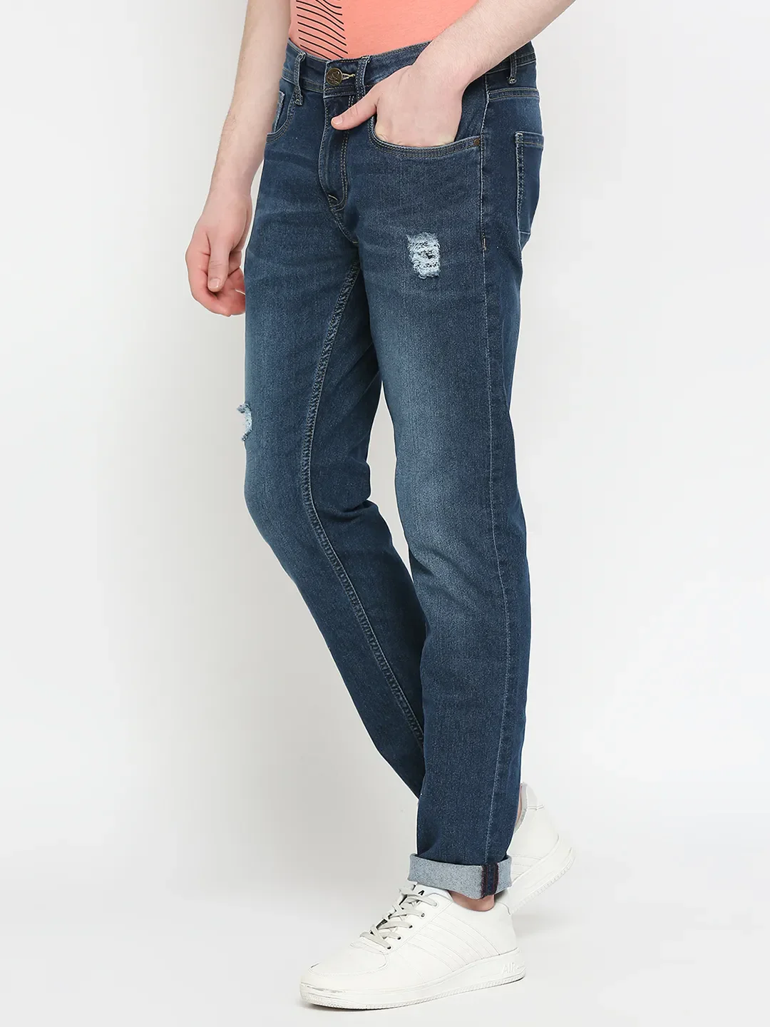 Blue Slim Straight Fit Men's Denims by Being Human Clothing - Image 2