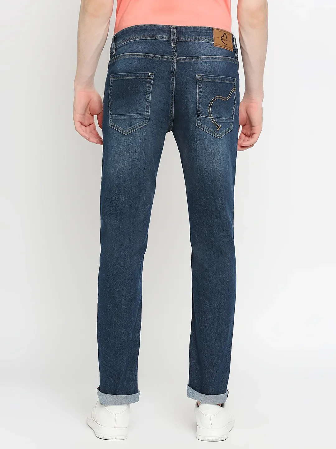 Blue Slim Straight Fit Men's Denims by Being Human Clothing - Image 4
