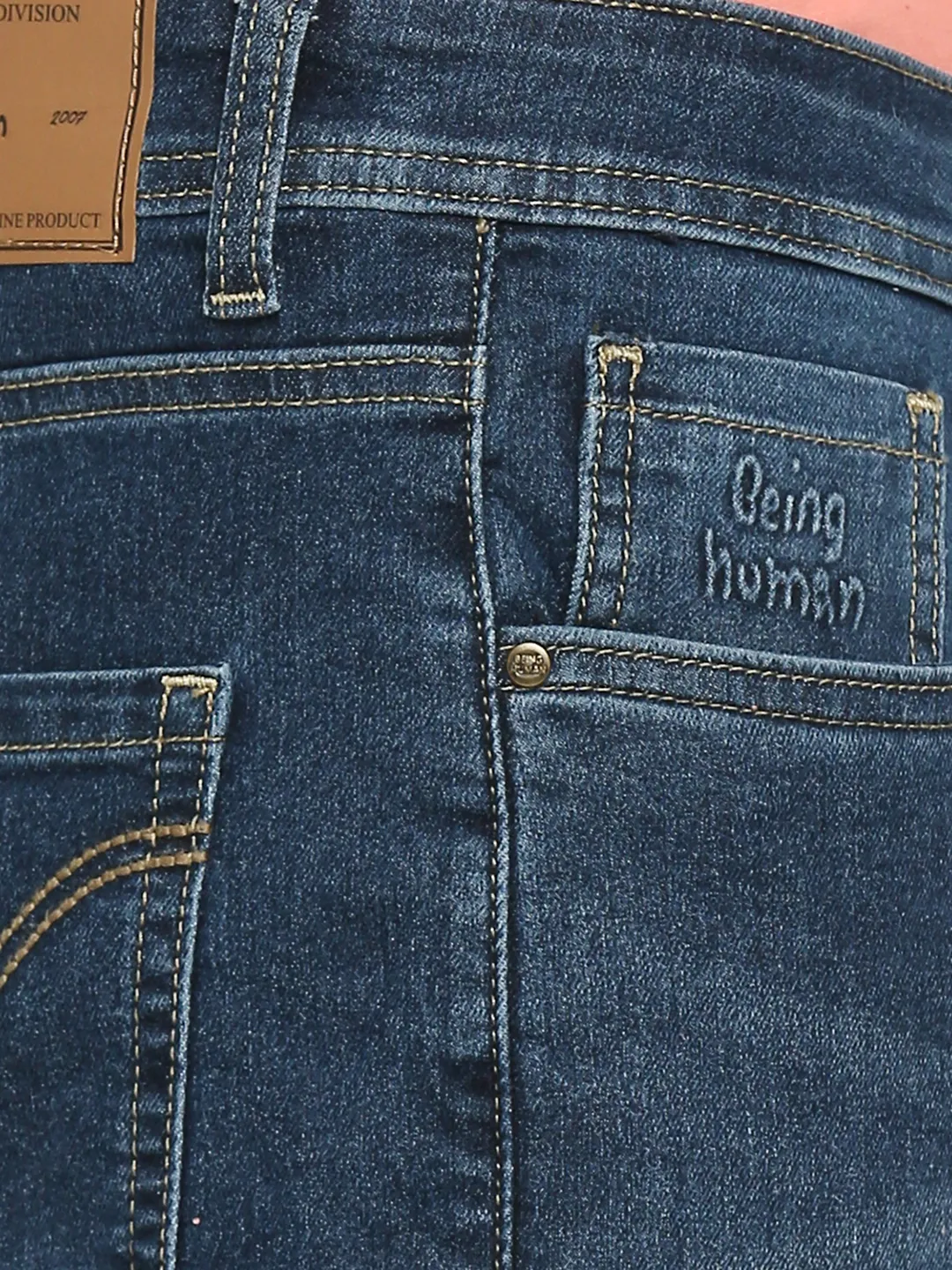 Blue Slim Straight Fit Men's Denims by Being Human Clothing - Image 5
