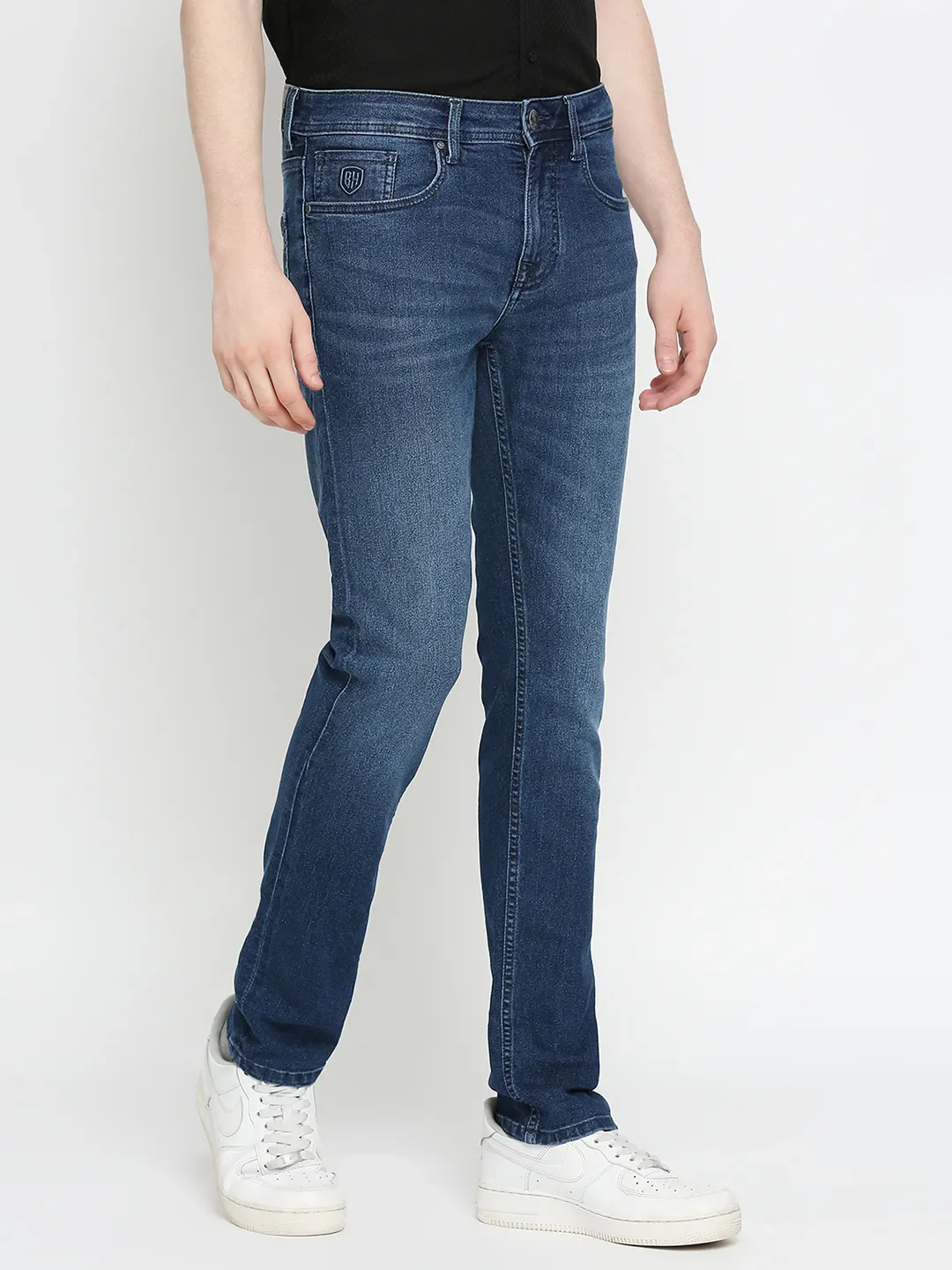 Blue Slim Straight Fit Men's Denims by Being Human Clothing - Image 3