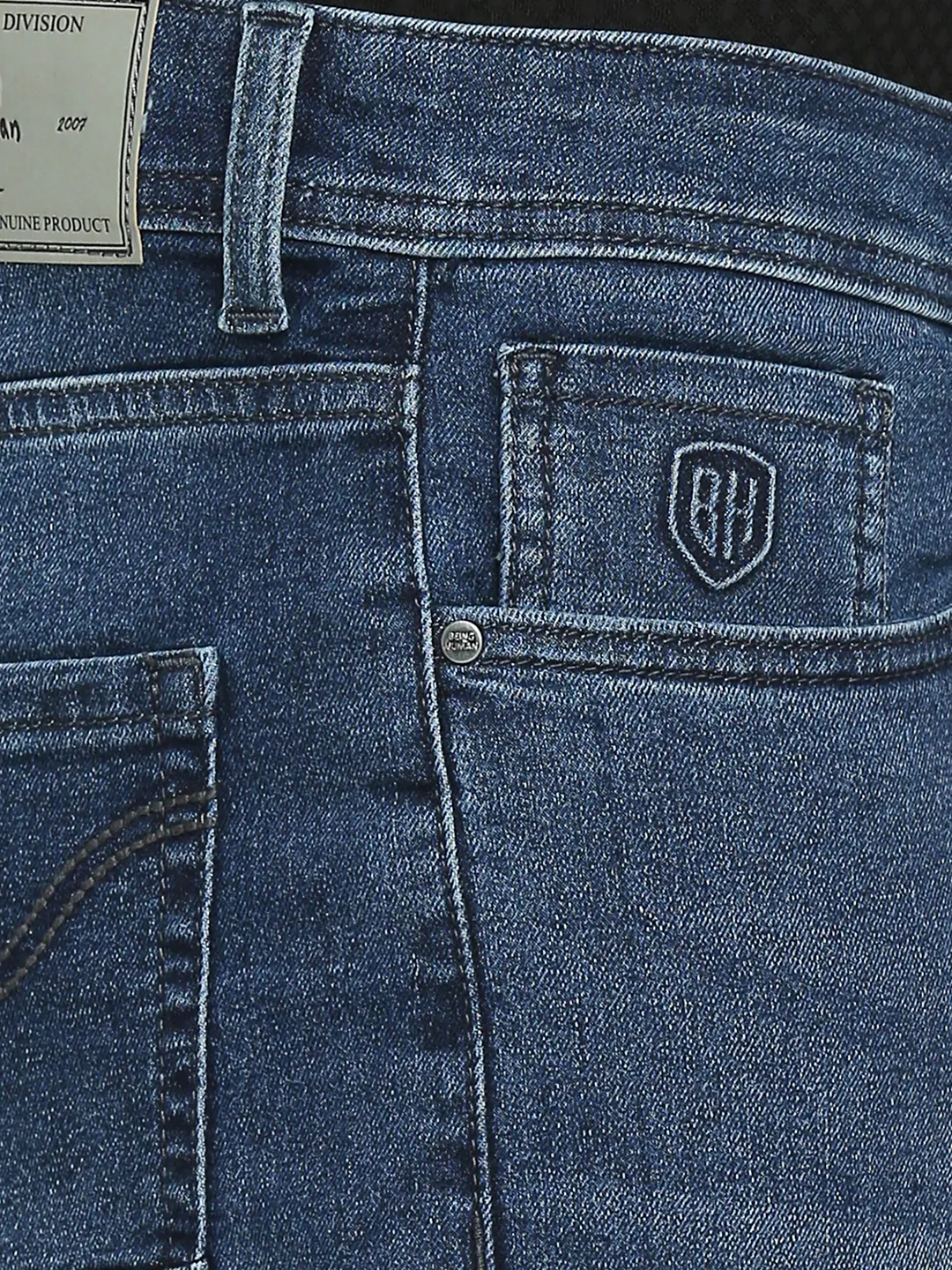 Blue Slim Straight Fit Men's Denims by Being Human Clothing - Image 5
