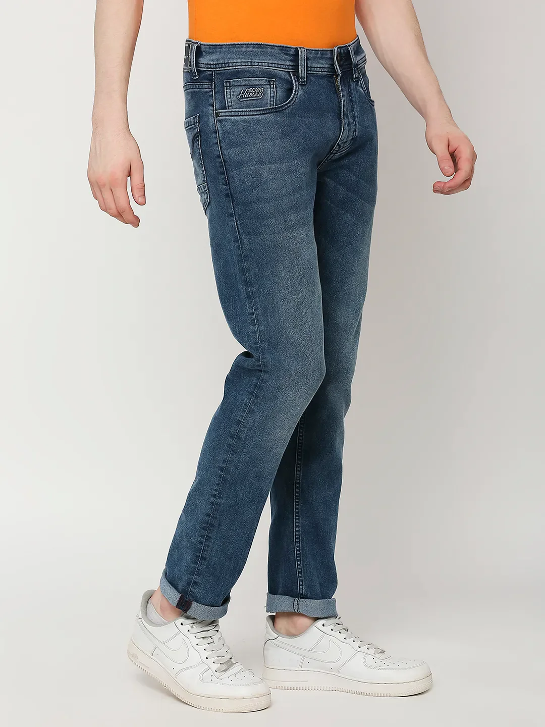 Blue Slim Straight Fit Men's Denims by Being Human Clothing - Image 3
