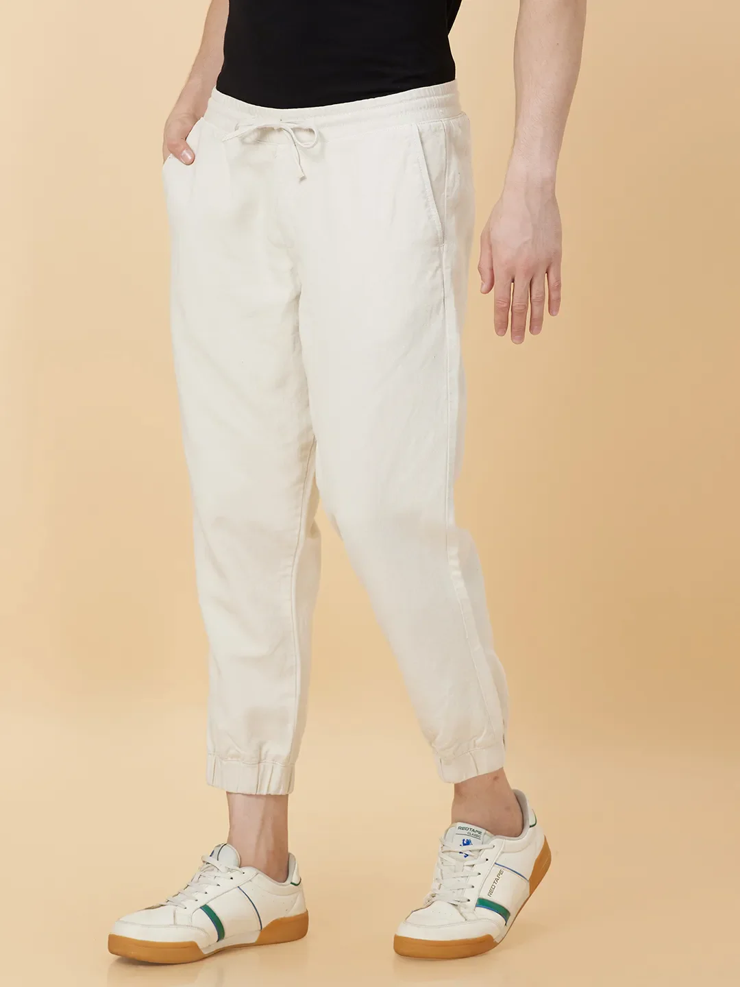 Beige Jogger fit Men's Joggers by Being Human Clothing - Image 3