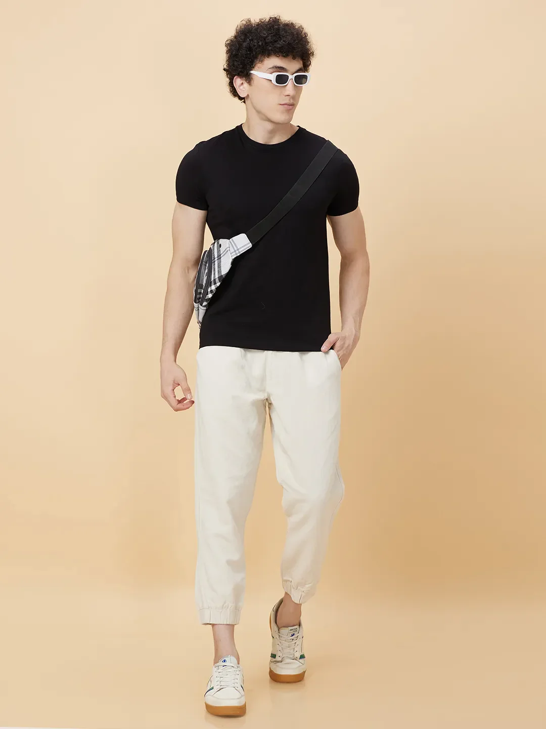 Beige Jogger fit Men's Joggers by Being Human Clothing - Image 6