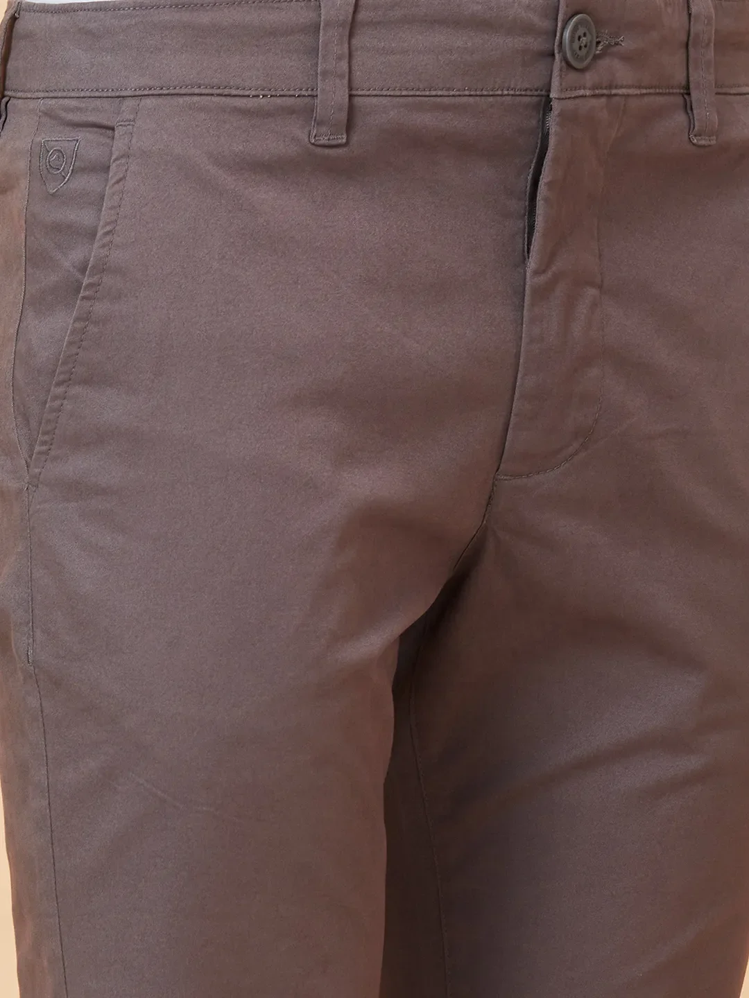 Brown Slim Fit Chinos For Men By Being Human Clothing - Image 4