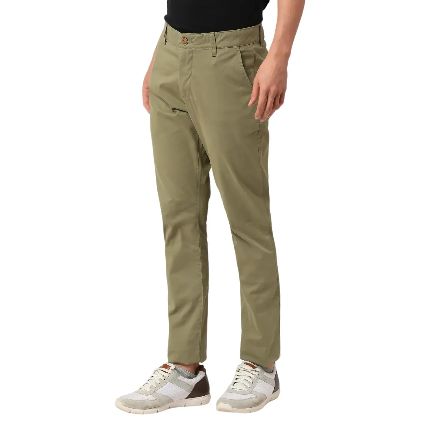 Olive Slim Fit Chinos For Men By Being Human Clothing - Image 4