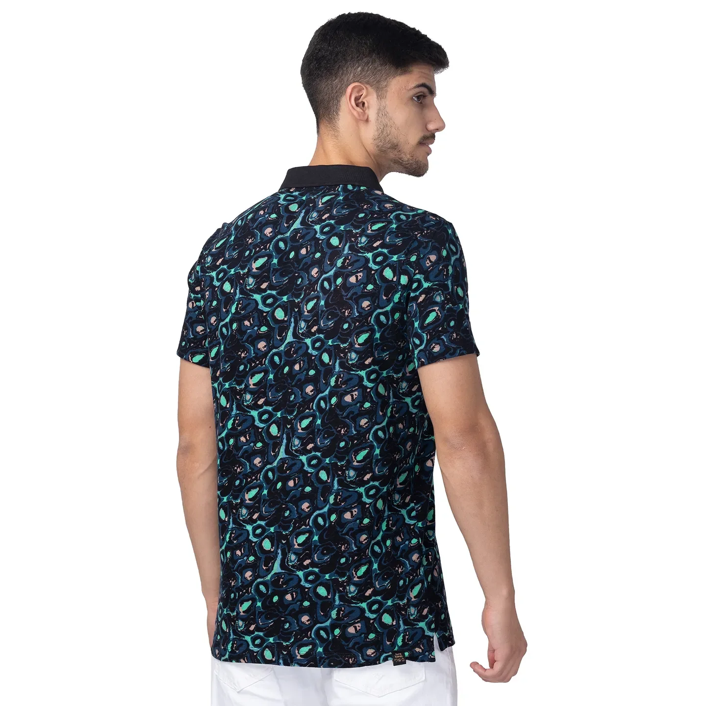 Black Slim Straight Fit Men's Polo T-Shirt by Being Human Clothing - Image 3