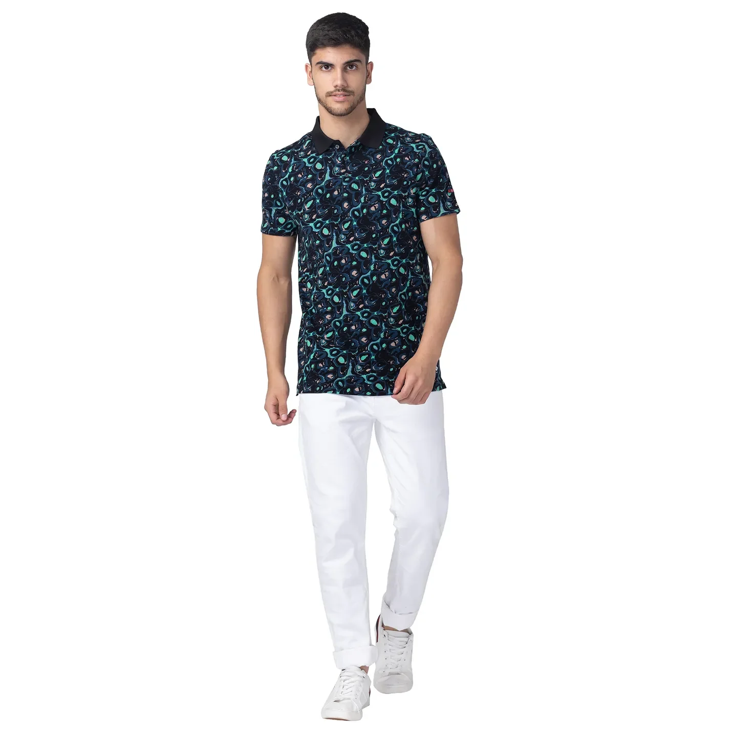 Black Slim Straight Fit Men's Polo T-Shirt by Being Human Clothing - Image 5