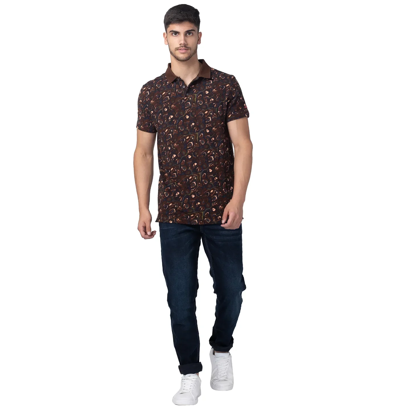 Black Slim Straight Fit Men's Polo T-Shirt by Being Human Clothing - Image 5