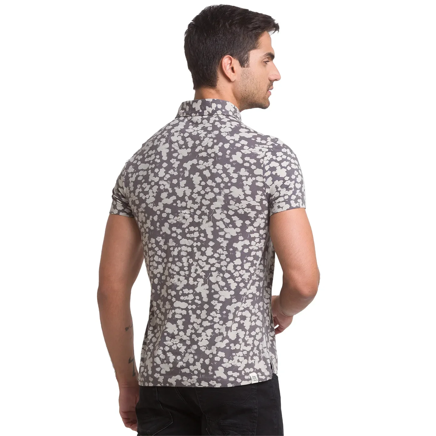Grey Slim Straight Fit Men's Polo T-Shirt by Being Human Clothing - Image 2
