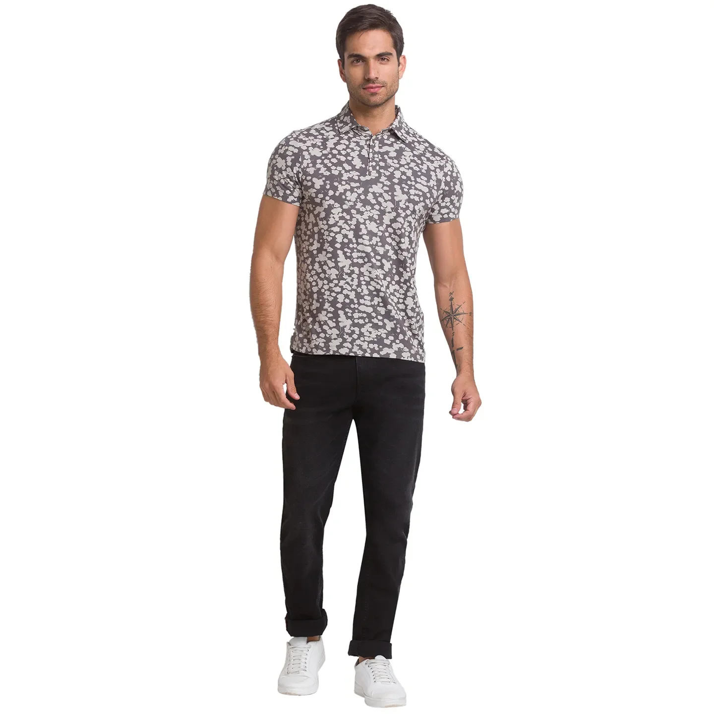 Grey Slim Straight Fit Men's Polo T-Shirt by Being Human Clothing - Image 3