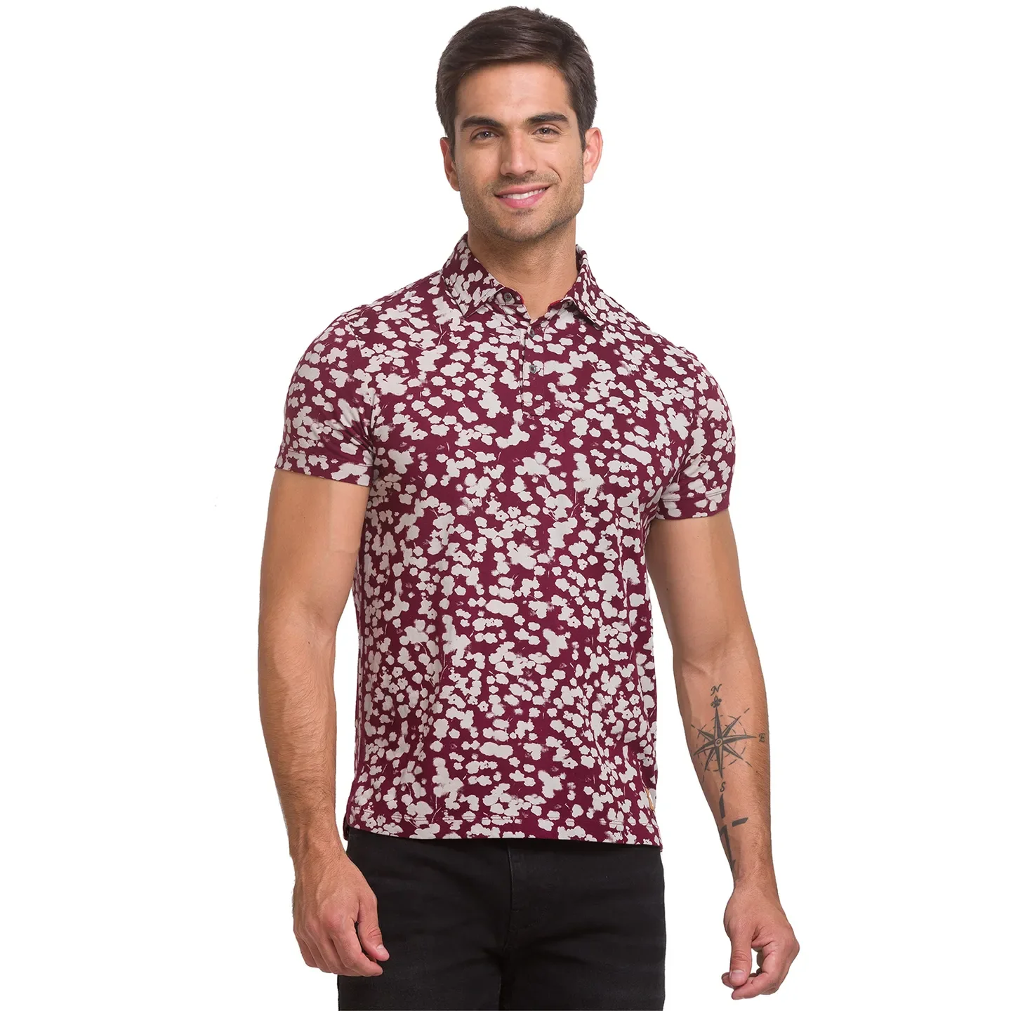 Red Slim Straight Fit Men's Polo T-Shirt by Being Human Clothing