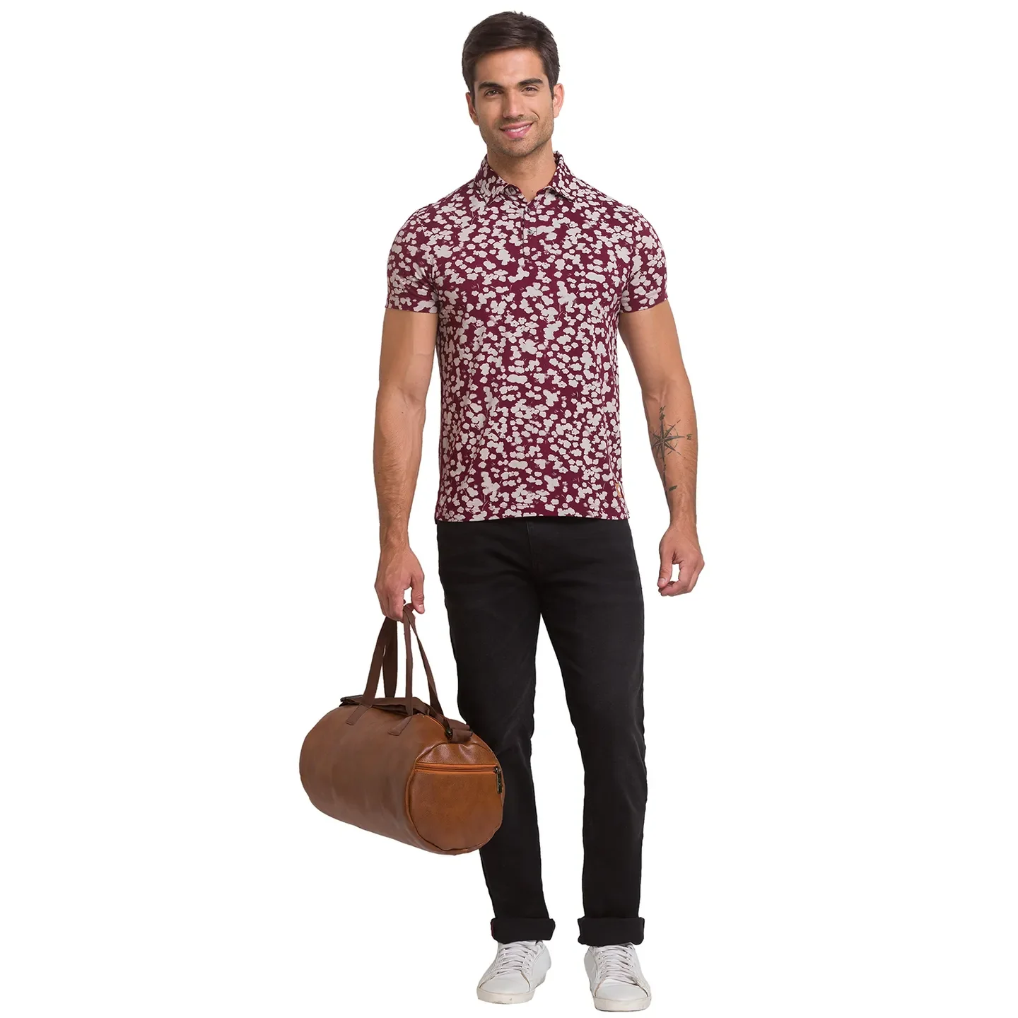 Red Slim Straight Fit Men's Polo T-Shirt by Being Human Clothing - Image 2