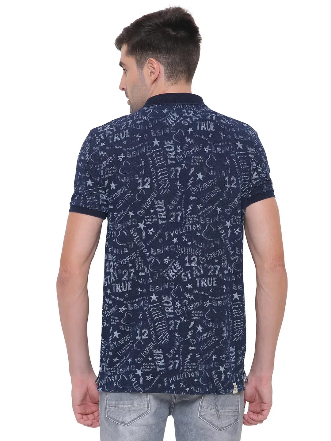 Indigo Slim Fit Men's Polo T-Shirt by Being Human Clothing - Image 3
