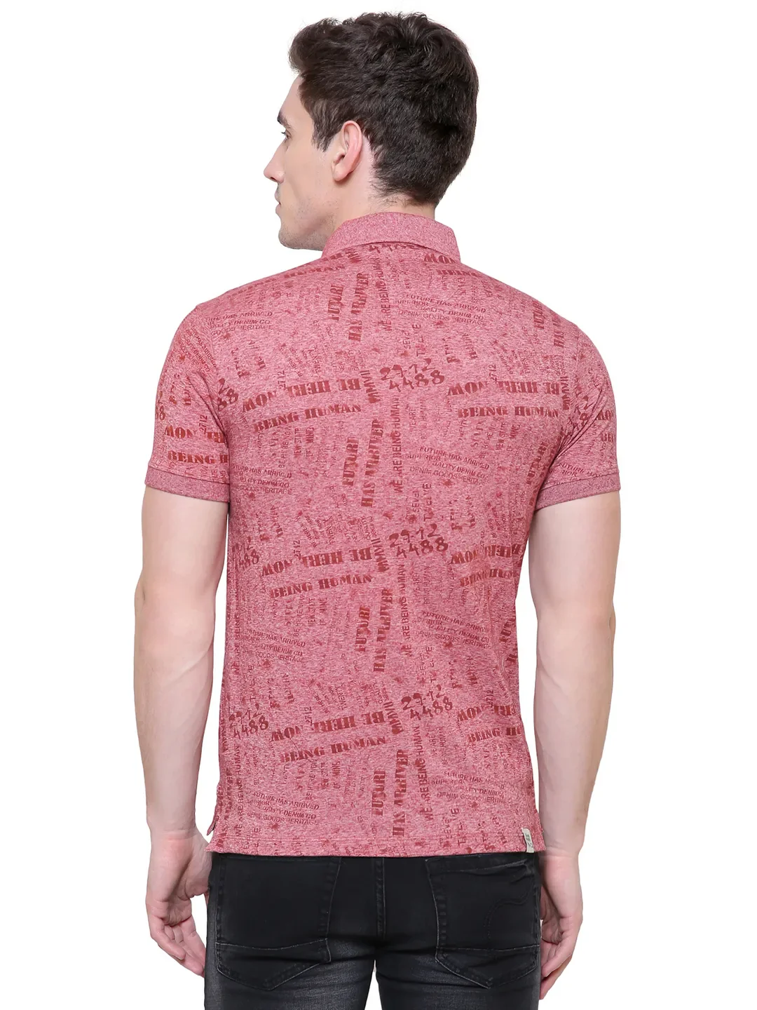 Red Slim Straight Fit Men's Polo T-Shirt by Being Human Clothing - Image 4