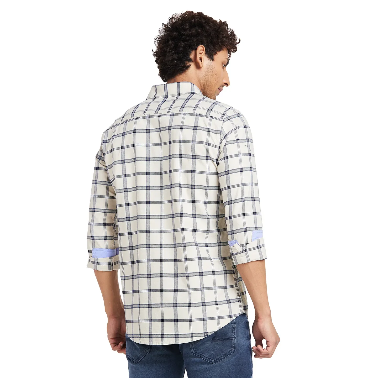 Beige Slim Straight Fit Regular Collar Long Sleeves Men's Shirt by Being Human Clothing - Image 4