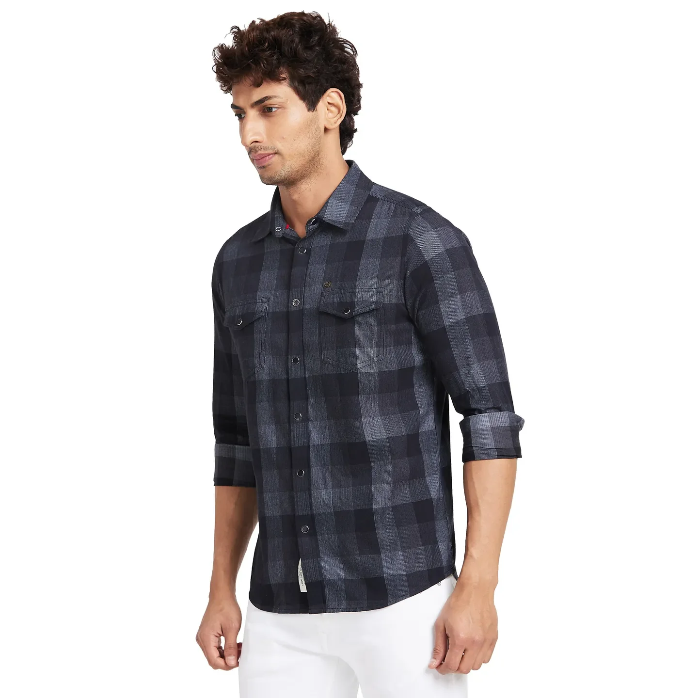Black Slim Fit Regular Collar Men's Shirt by Being Human Clothing - Image 2