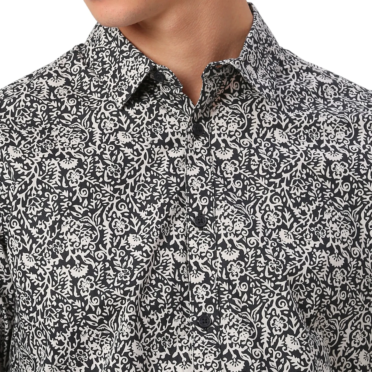 Black Slim Fit Regular Collar Men's Shirt by Being Human Clothing - Image 5
